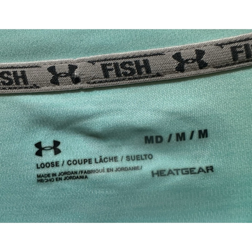 Under Armour Men's‎ HeatGear "Fish" Long Sleeve Size M - Teal - Picture 3 of 4
